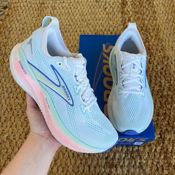 Brooks Shoes - Brooks Glycerin GTS 21 Women 8.5 Running Shoe Blue White Pink Athletic Worn Once
